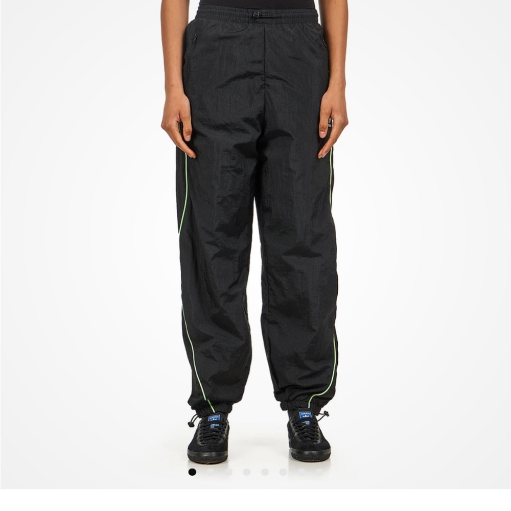 Adidas Parachute Pants, black with lime green accents